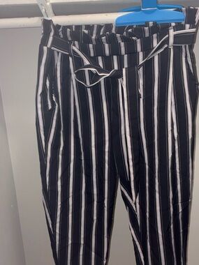 Rue21 Black and White Vertical Stripe Wide Leg Pants